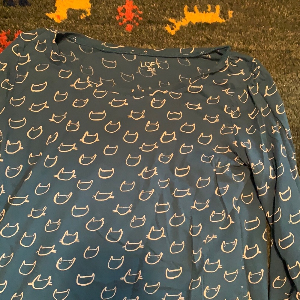 Loft long sleeve shirt with cat print